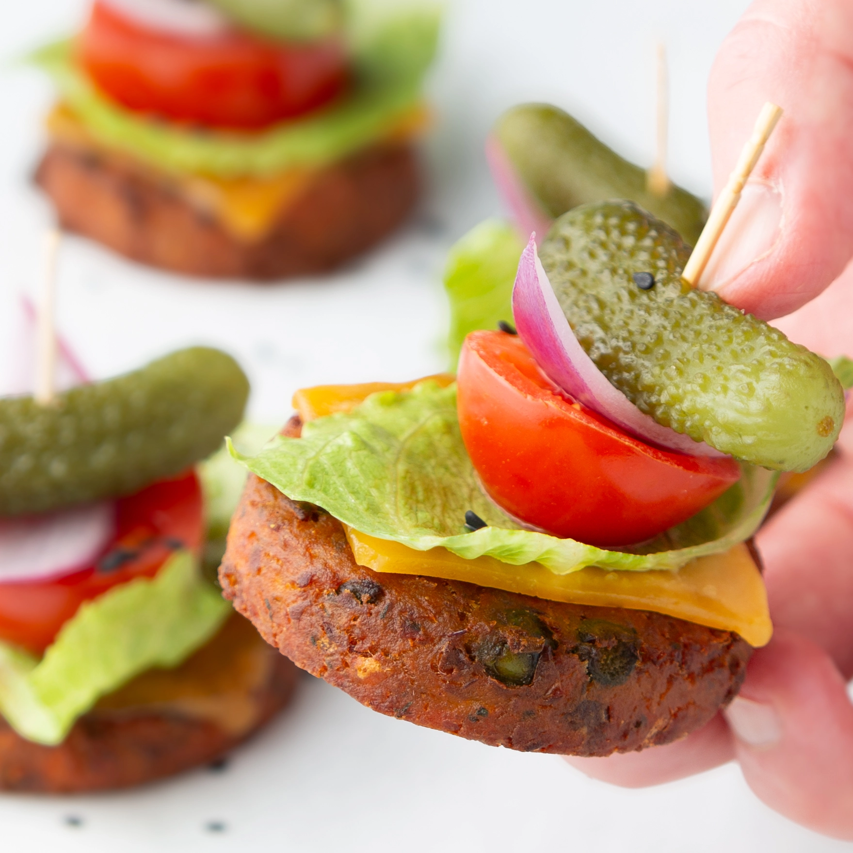 Garden Veg & Lentil Sliders - Served as appetiser bites